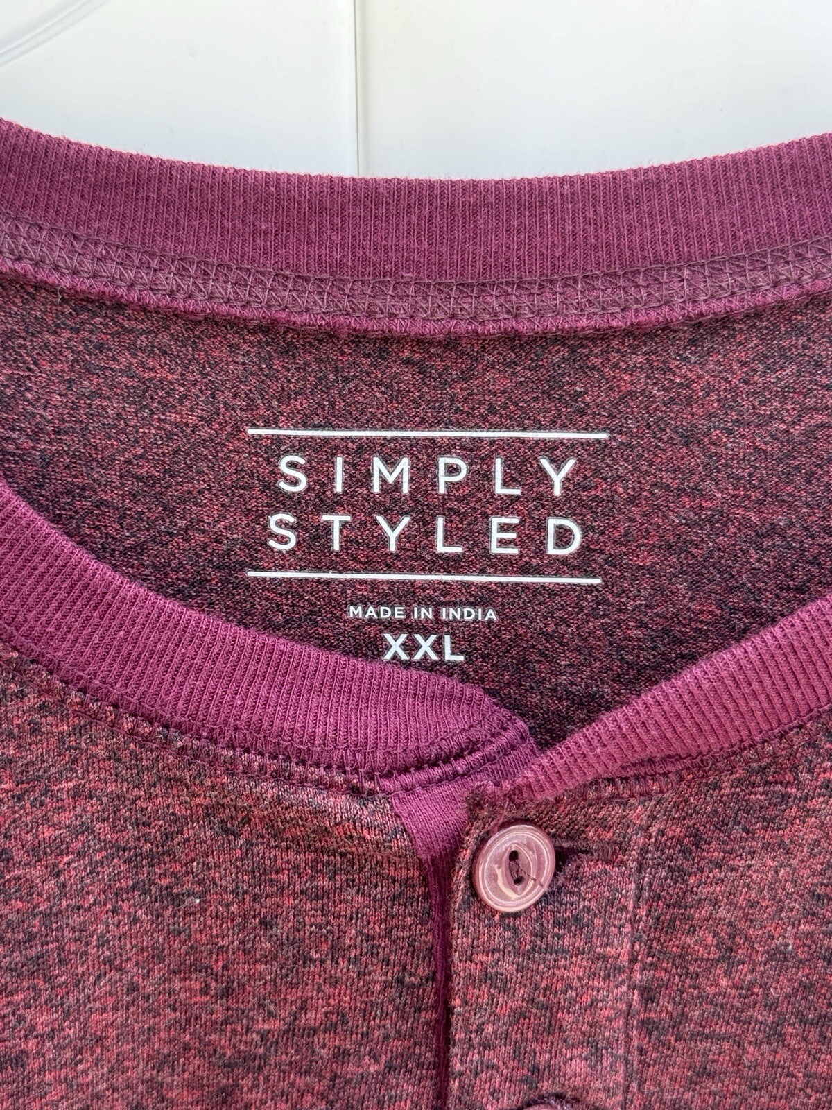 Simply Styled Men’s Long Sleeve Cranberry Henley Shirt XXL
