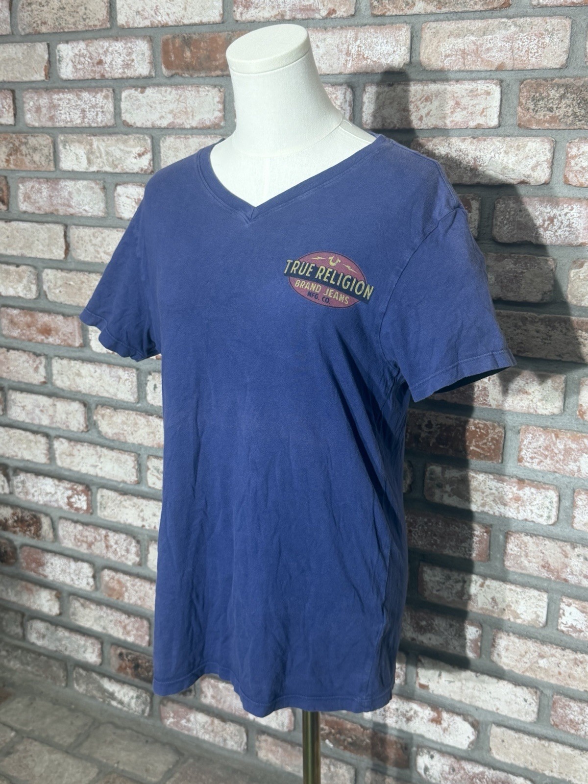 True Religion Vintage T-Shirt, World Tour Design – Size S, Blue & Red, YK2