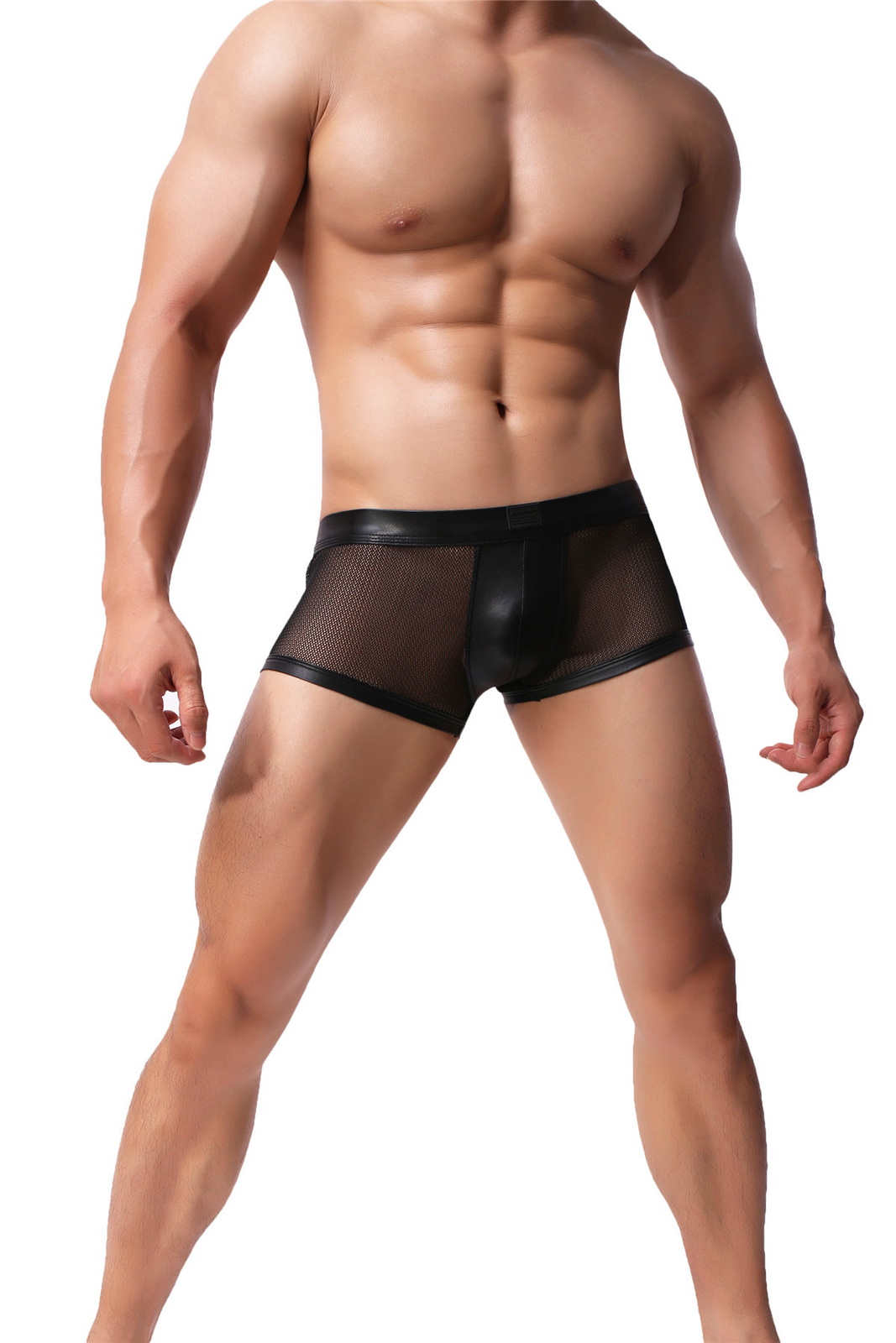 Mens Mesh T-shirt Gym Training Tank Top Fish Net Sheer Sexy Boxers Shorts M L XL