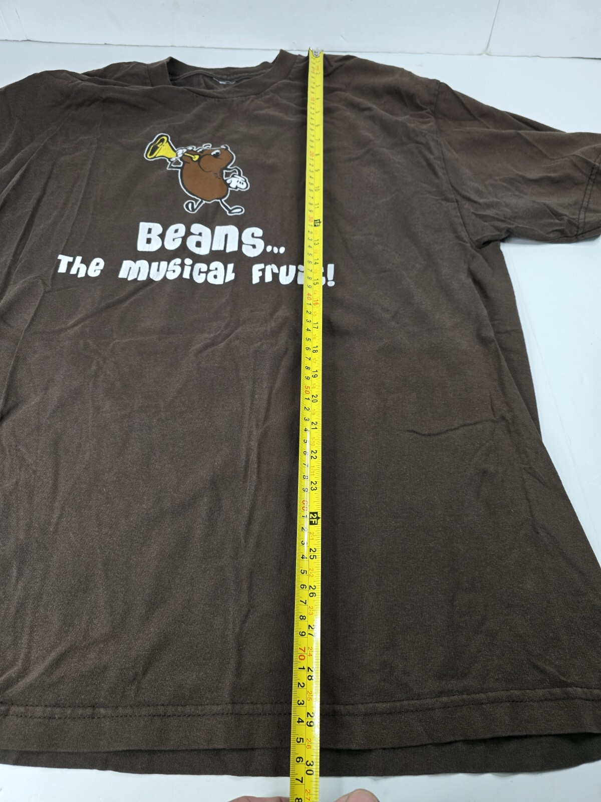Vintage L Large 1990s Beans The Magical Fruit Graphic T-Shirt Brown Short Sleeve