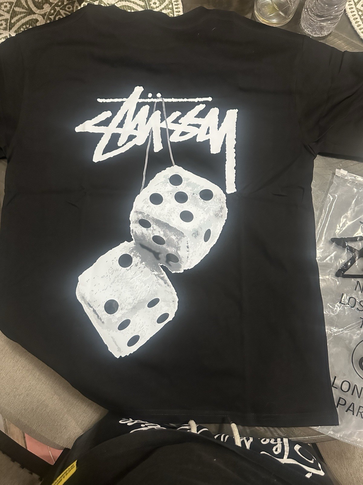 Stüssy Men’s M Black Short Sleeve Crew Neck Graphic Logo Dice T-Shirt