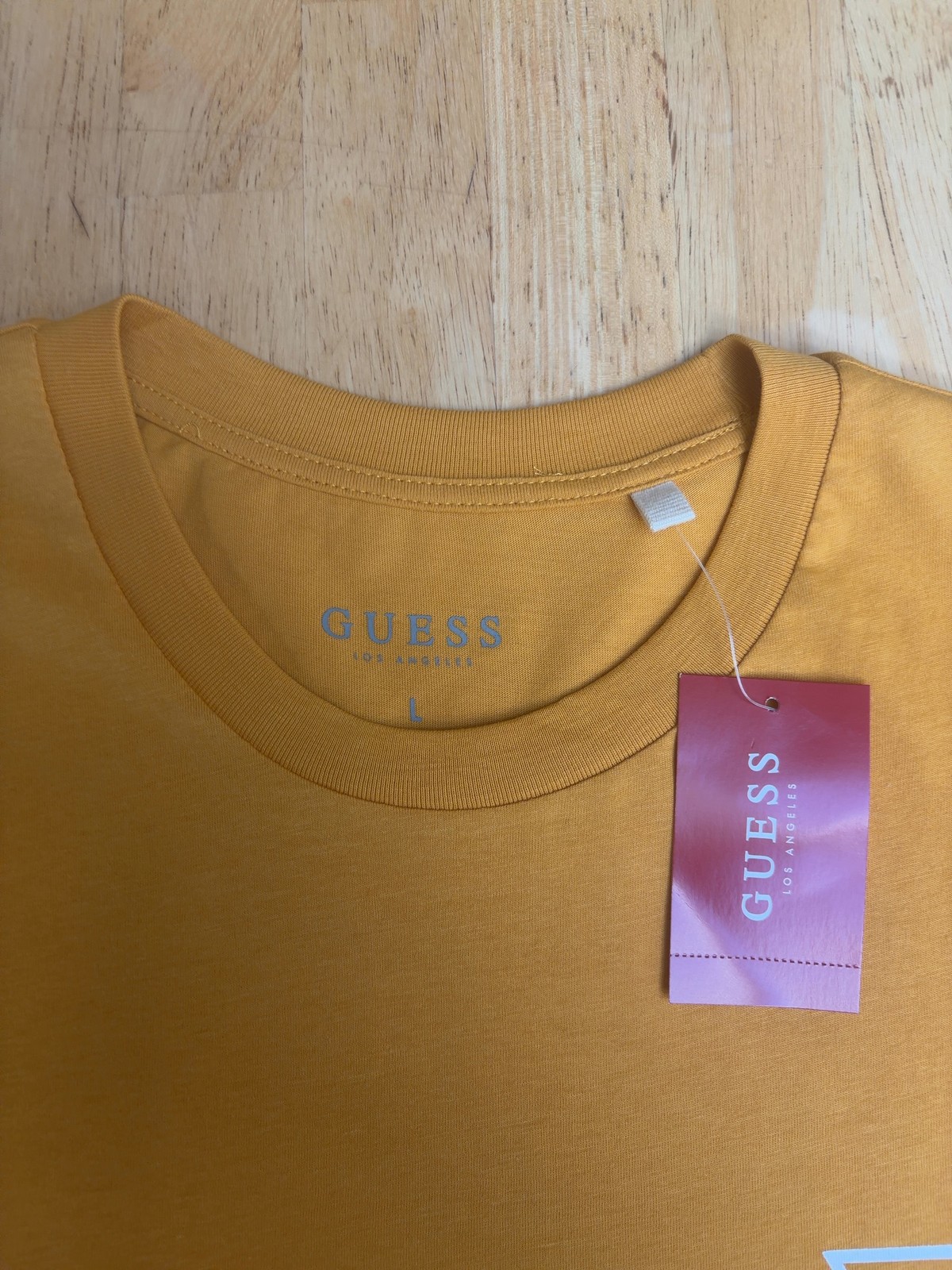 GUESS Men’s Triangle Logo Crew Neck T-Shirt Golden Sun