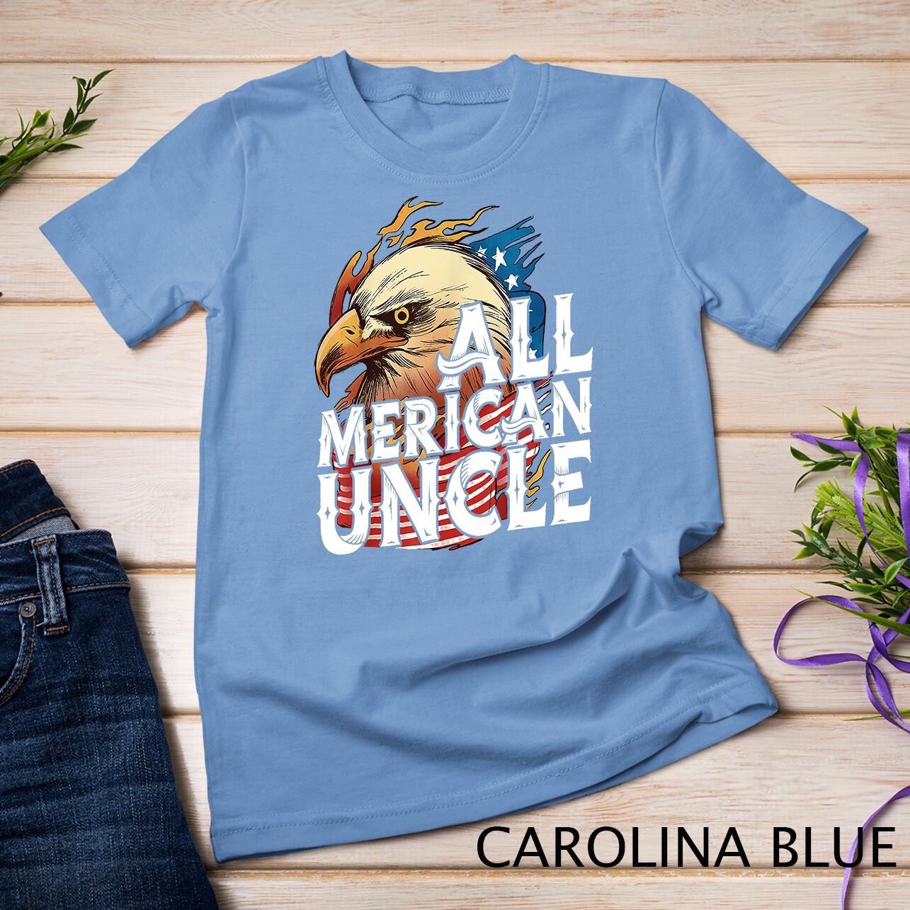 Mens All Merican Uncle 4th of July Day Eagle USA Flag American Unisex T-shirt