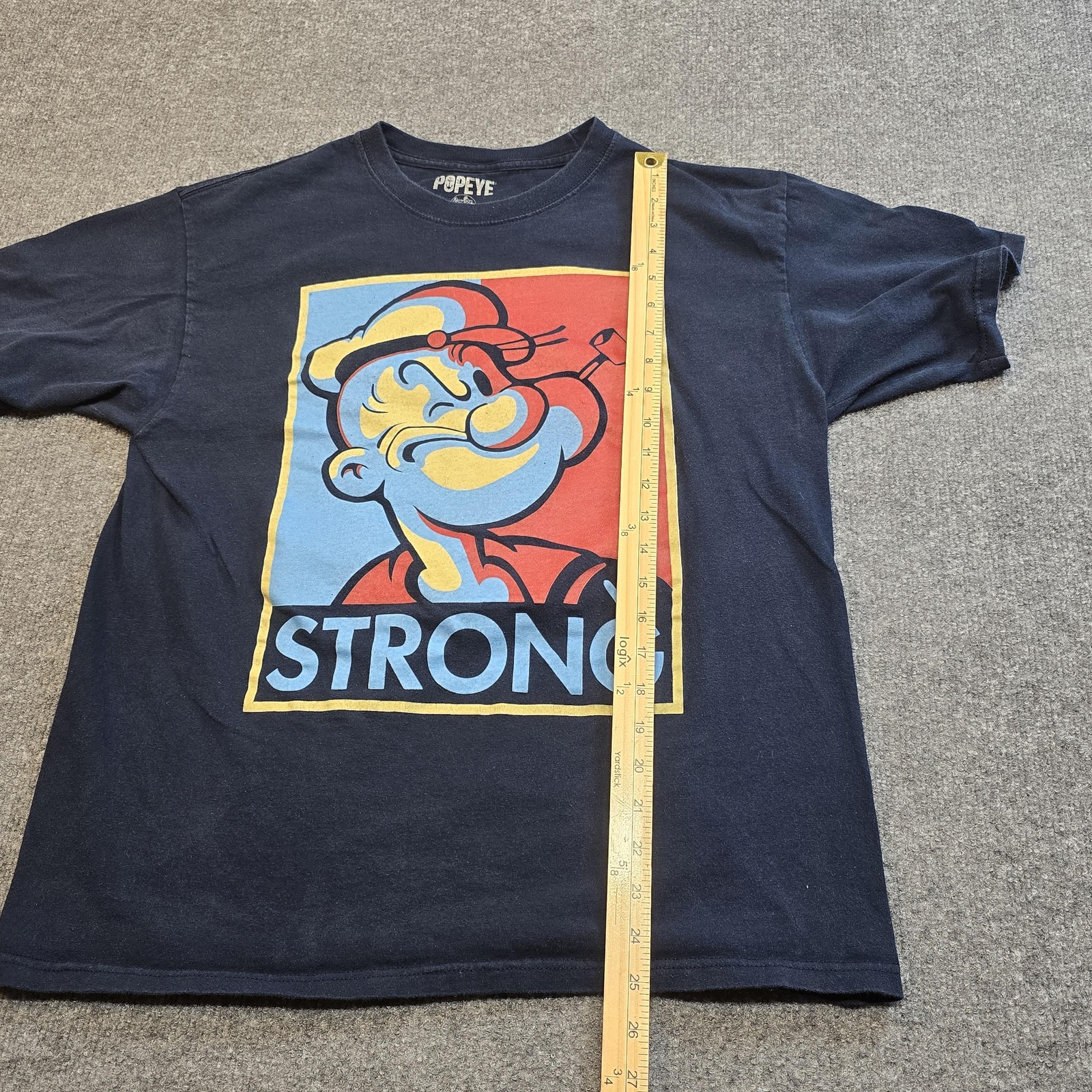 Popeye Shirt Mens Large Navy Blue Strong Graphic Crewneck Tee Cartoon 2019