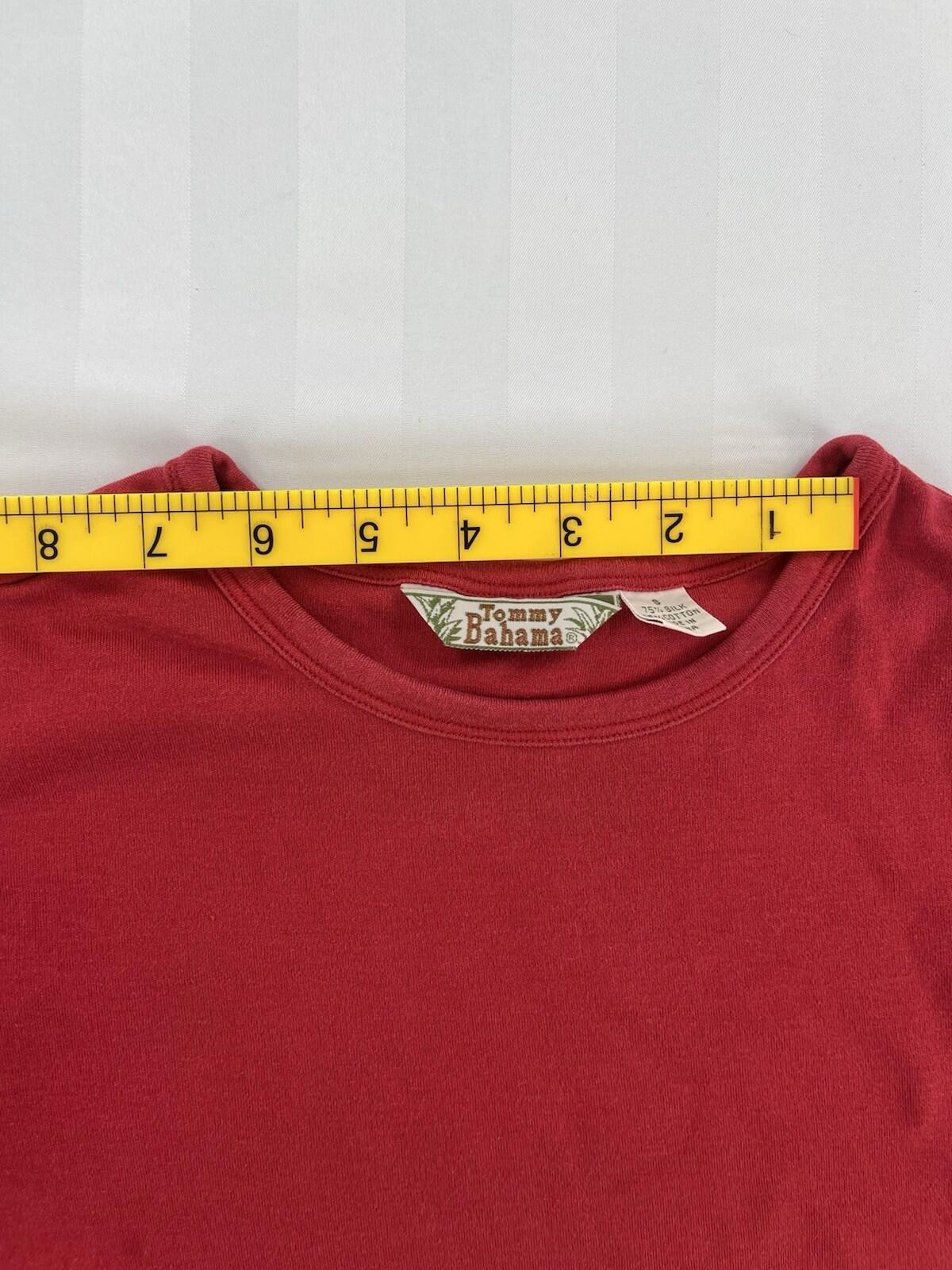 Tommy Bahama Men’s Red Solid Crew Neck Jersey T-Shirt Silk/Cotton Size S