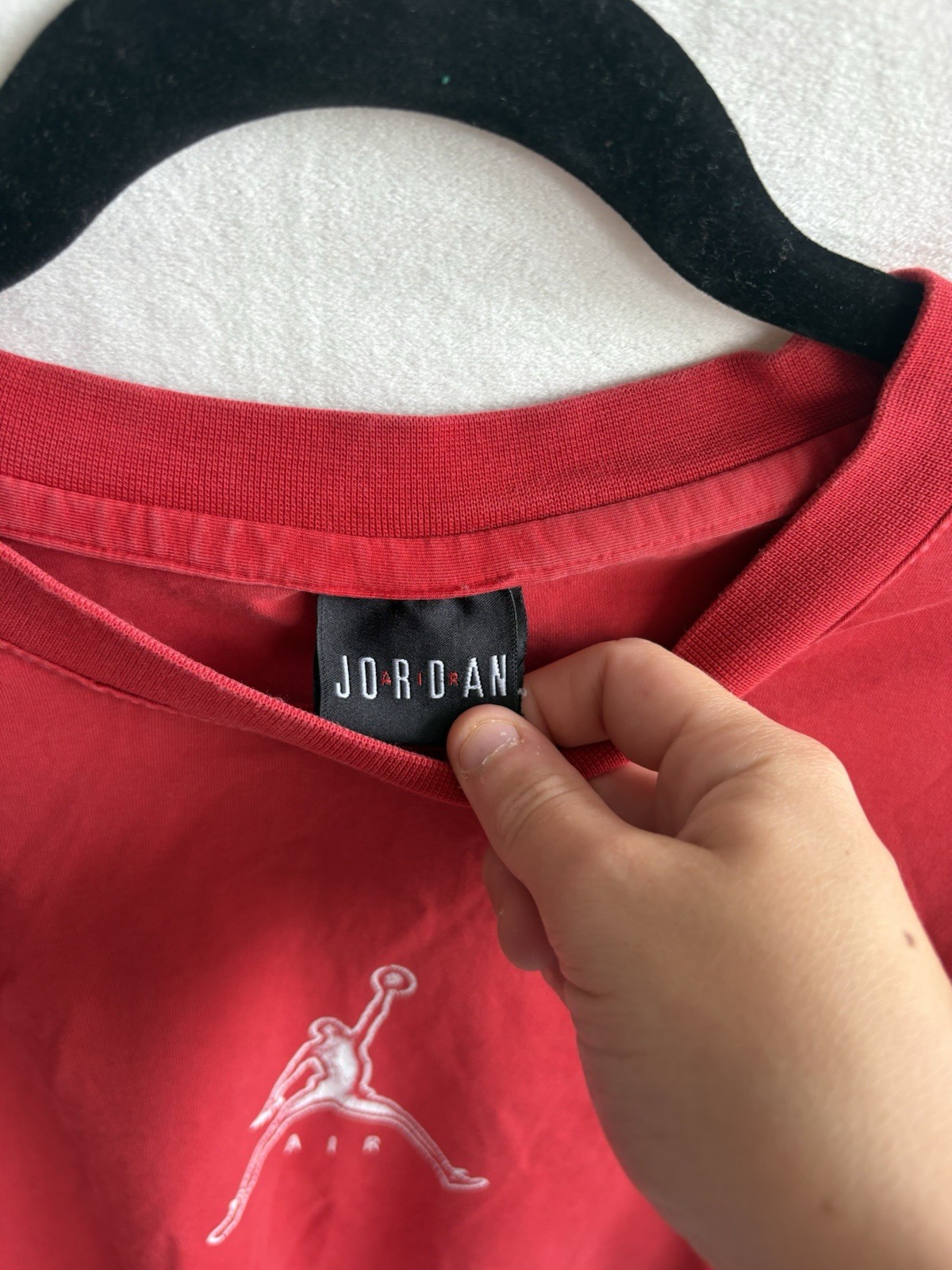 Jordan Air Jumpman Logo Graphic Print T-Shirt Red Short Sleeve Crew Neck L