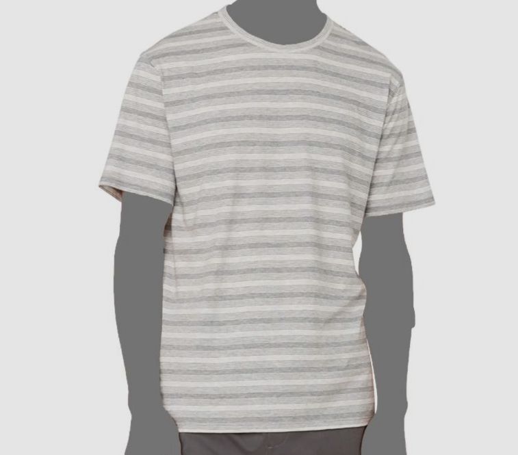 $115 Vince Men’s Gray Feeder Stripe Cotton Short Sleeve Crewneck T-Shirt Size L