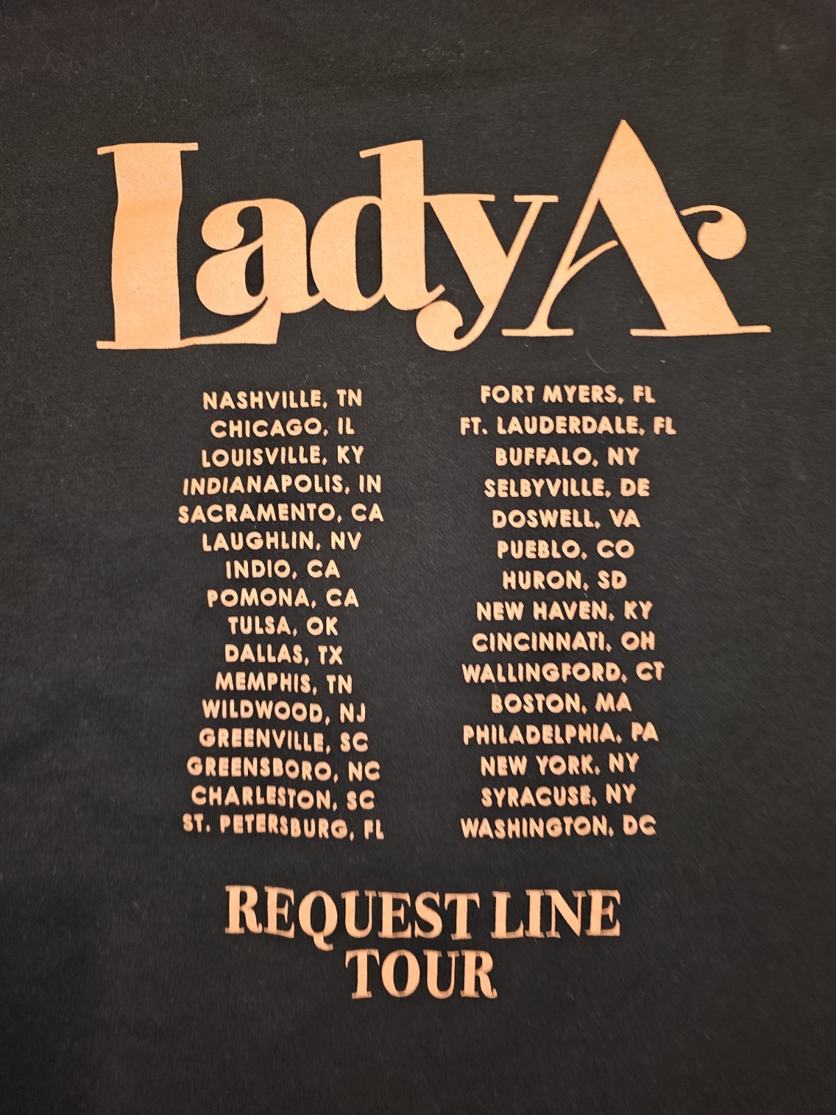 Lady Antebellum Black 2023 Country Music Request Line Tour Merch Large T-Shirt