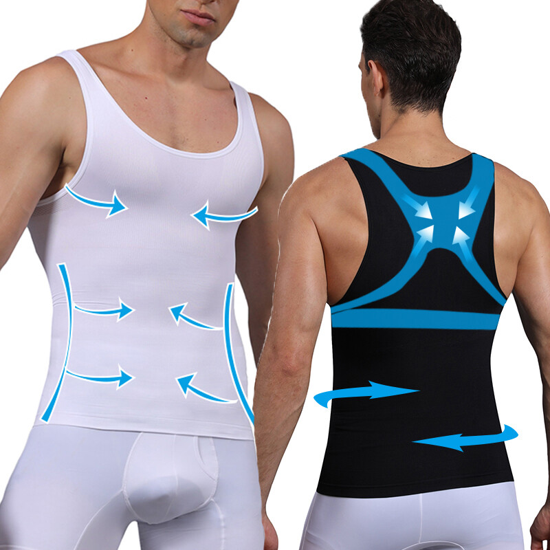 Mens Slimming Tummy Slim Shirt Body Shaper Belly Girdle Underwear Shapewear Vest