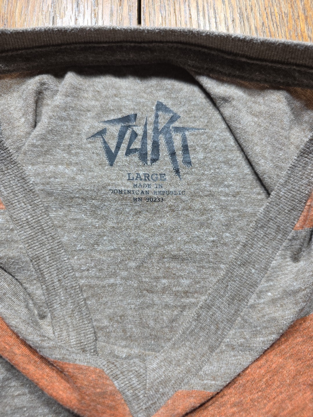 Mens Vurt V Neck T Shirt Large Y2K Grunge Skate Stripped Brown Orange