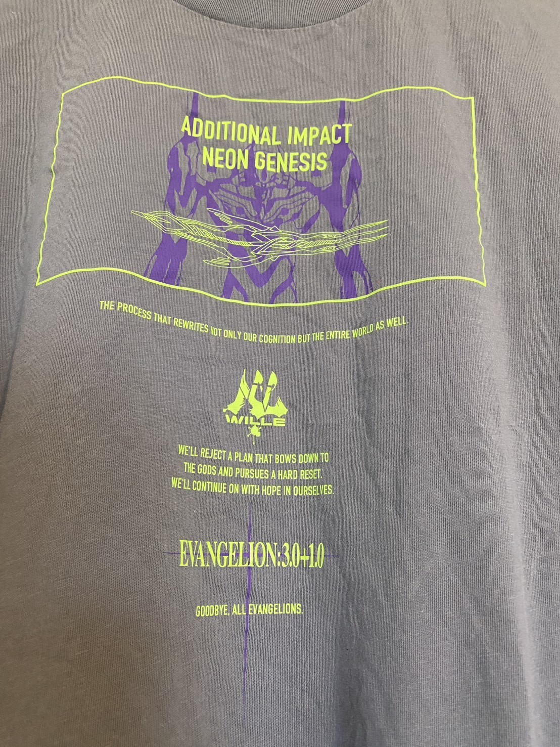 Uniqlo UT Neon Genesis Evangelion 3.0+1.0 T Shirt Medium Gray Anime