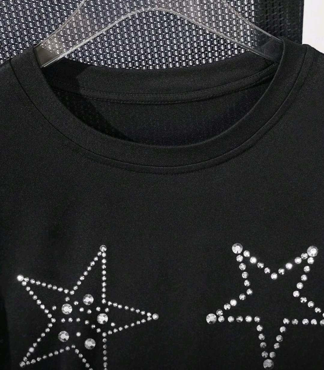 New Men Luxury Diamond Stars Rhinestones Fashion Black T-Shirt High Quality