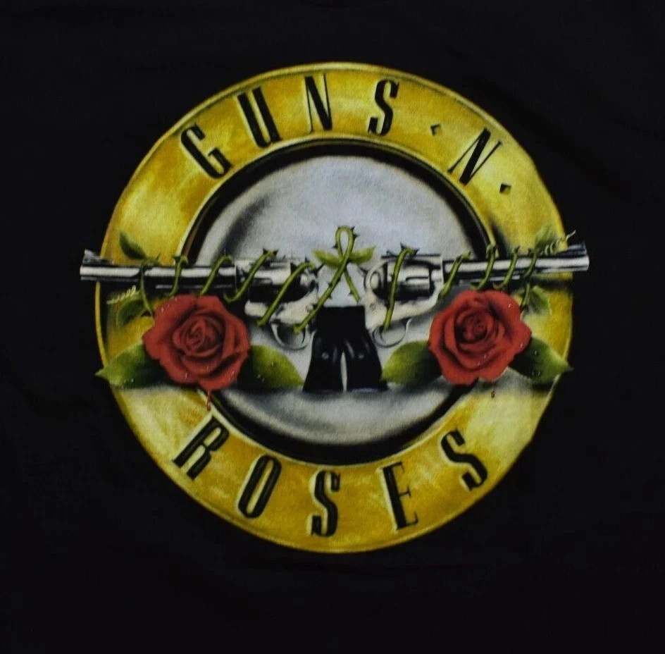 Guns N Roses Mens Rock Metal Band Classic Logo Black Shirt NWT S, M, L