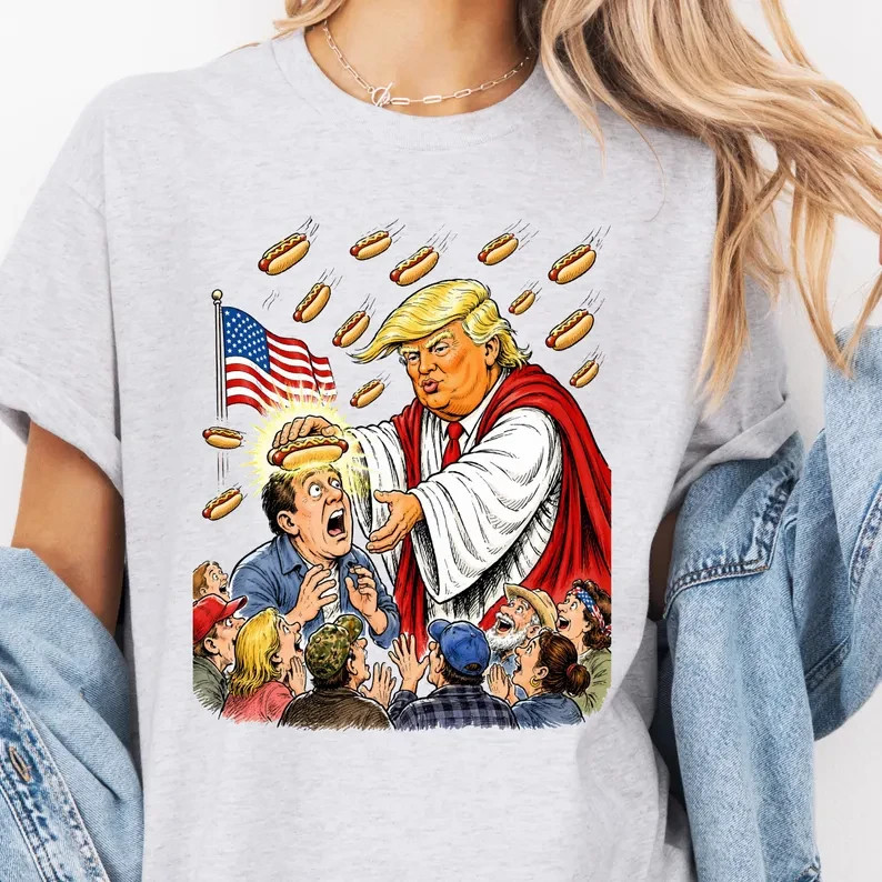Trump Hotdog Jesus Shirt, Funny Political Satire Tee, Trump Meme Gift shirt