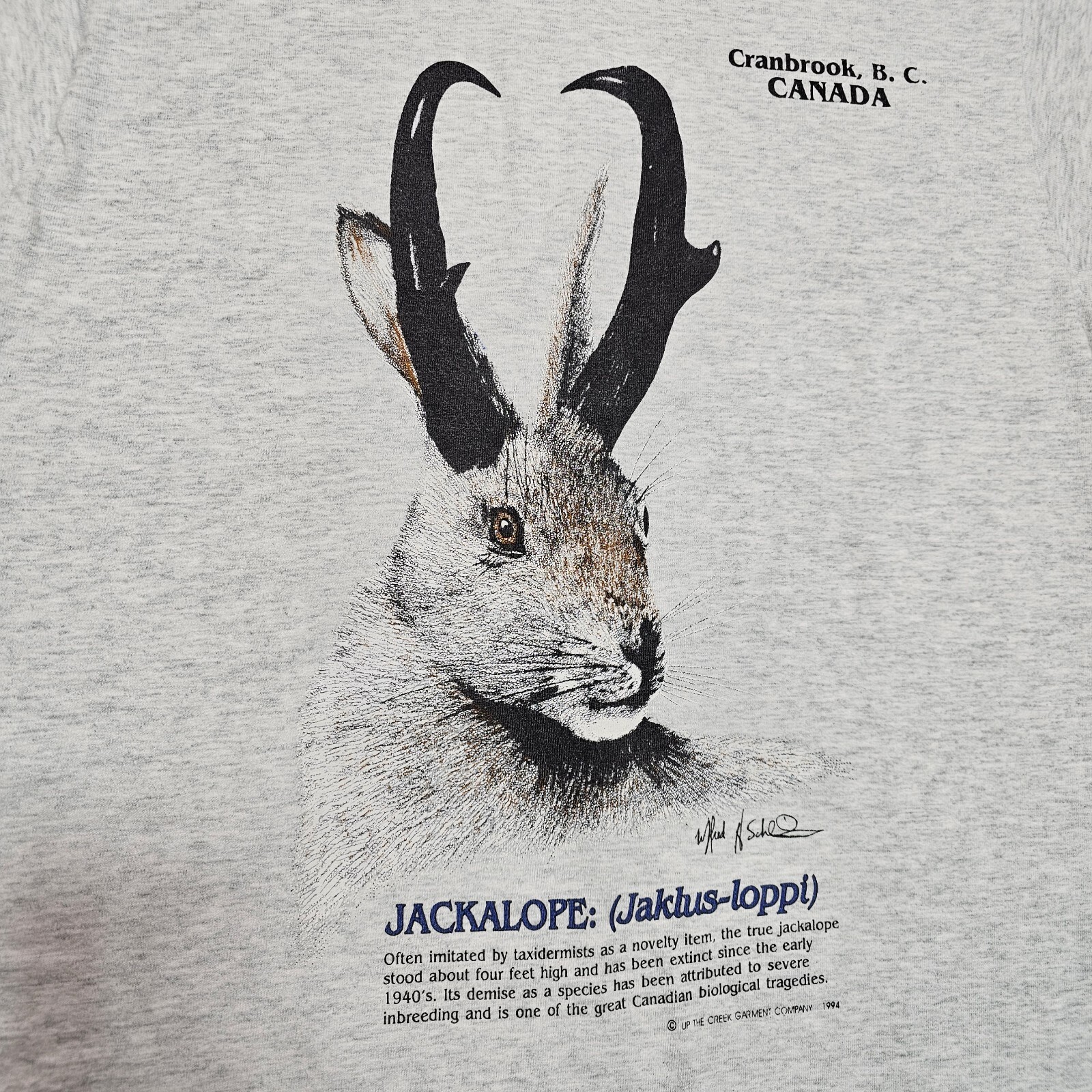 Vtg 90s Jackalope T Shirt Mens M Canada Fruit Of The Loom Single Stitch Hunting