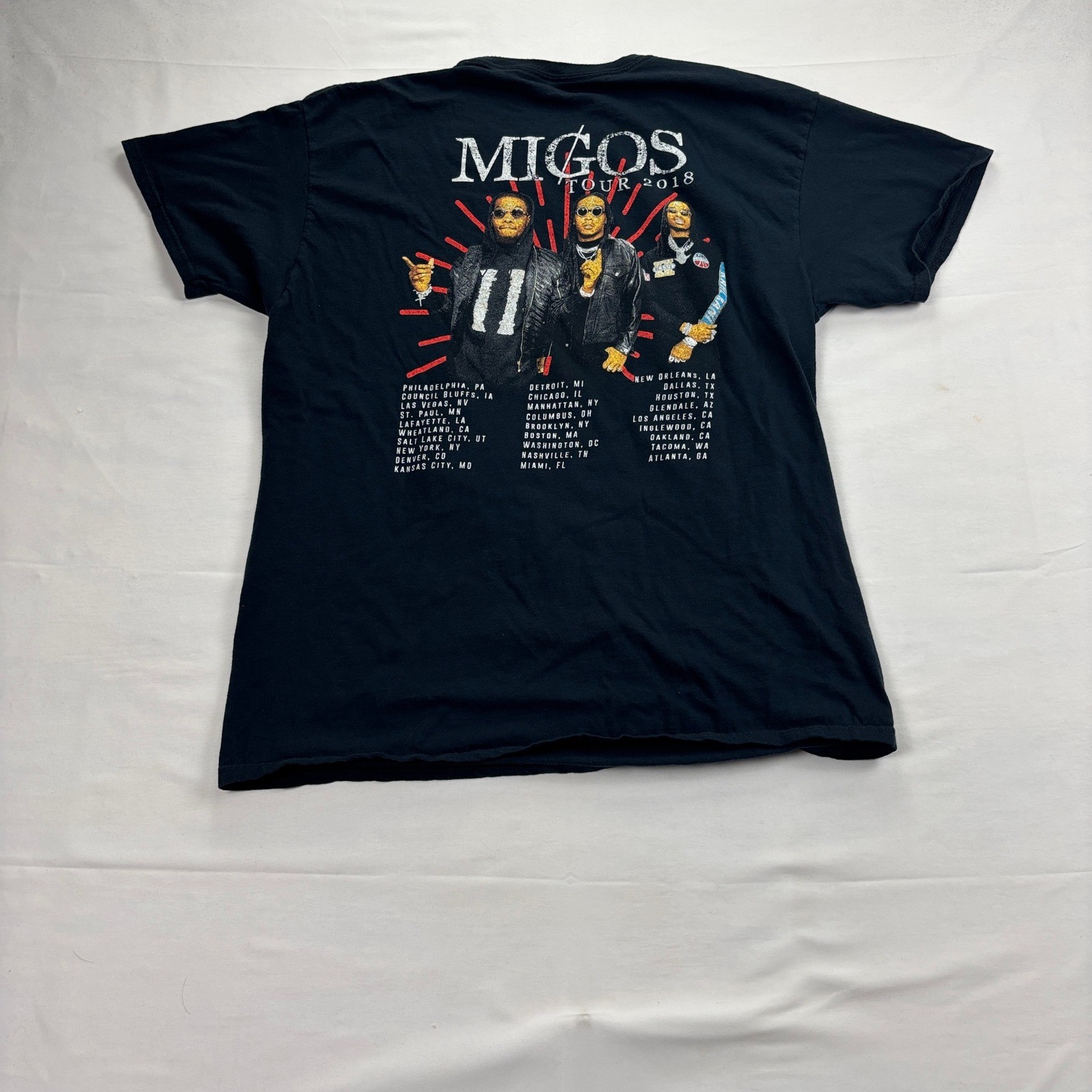 Migos Tour 2018 Rap Graphic Concert T-Shirt Large Black Mens Fruit of the Loom