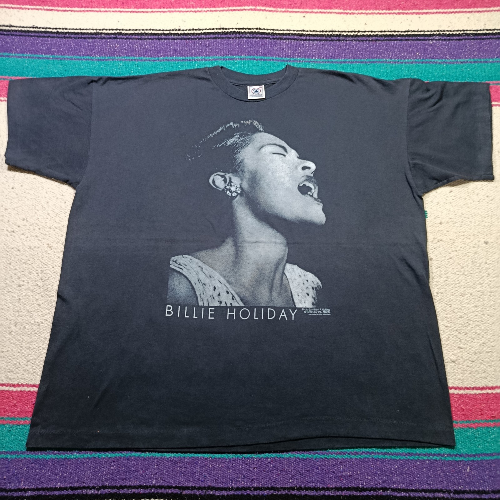 Vintage 1990 Billie Holiday Jazz Graphic T-Shirt Delta Pro Weight 2XL Black Rare