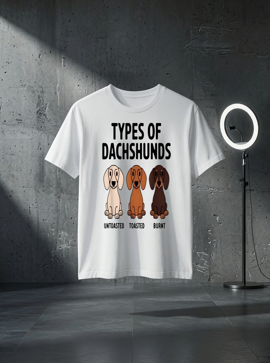 Unisex Types of Dachshund Funny Wiener Sausage Dog Graphic T Shirt Gift