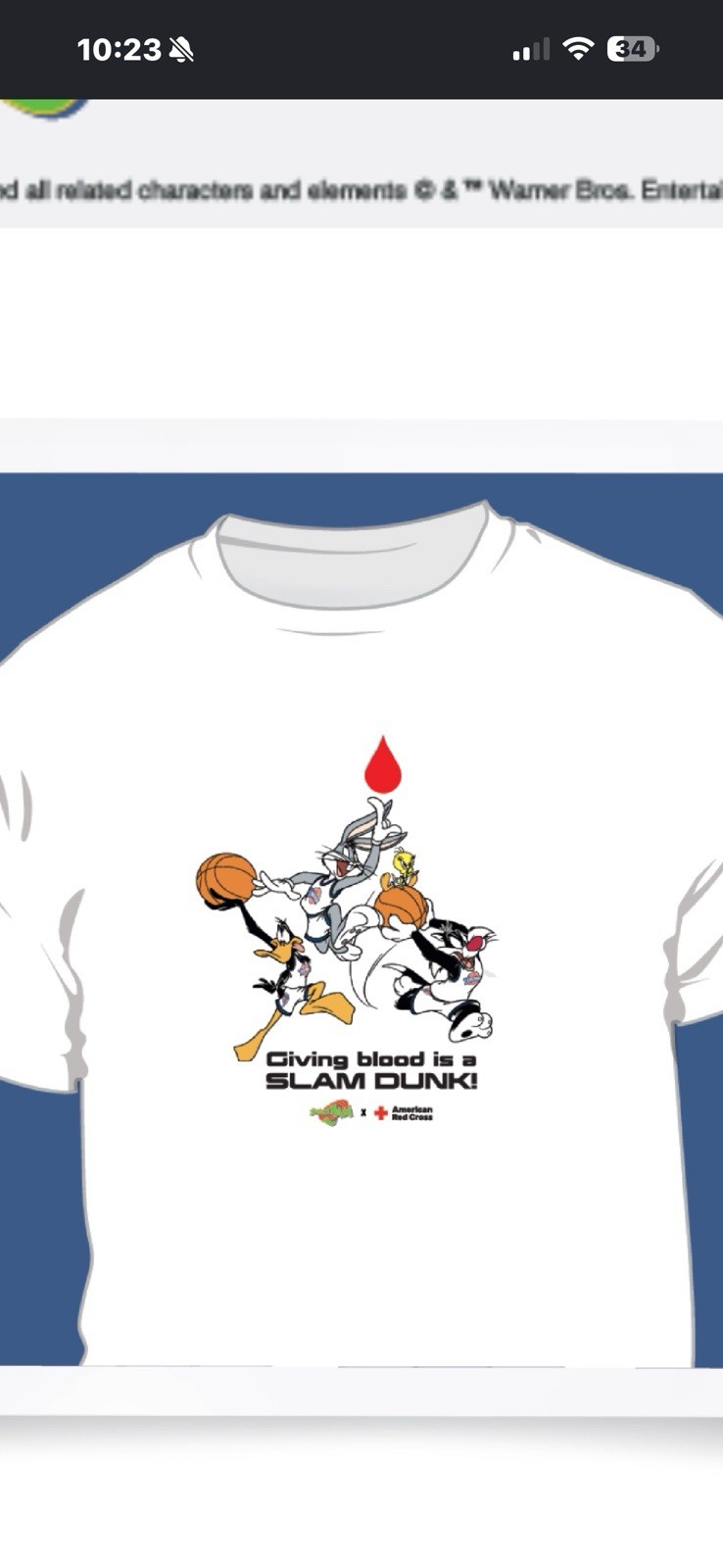 30th Anniversary Space Jam Red Cross Shirt Size S Super Rare Looney Tunes 2026