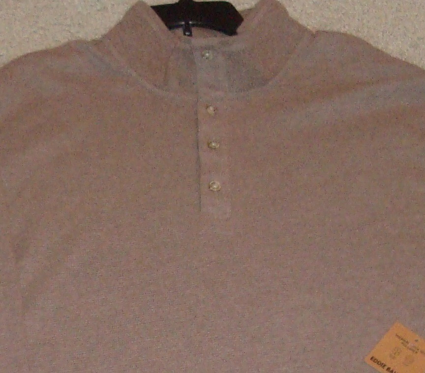 Eddie Bauer Waffle Henley Pullover Mens 2XL Brown 1/4 Button Long Sleeve NWT $65