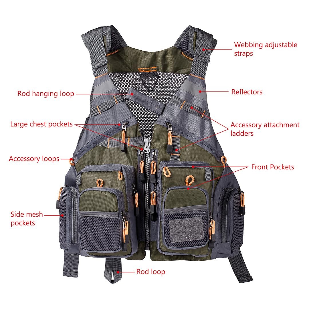 Strap Fishing Vest Adjustable for Men and Women, for Fly Bass Fishing and Out…