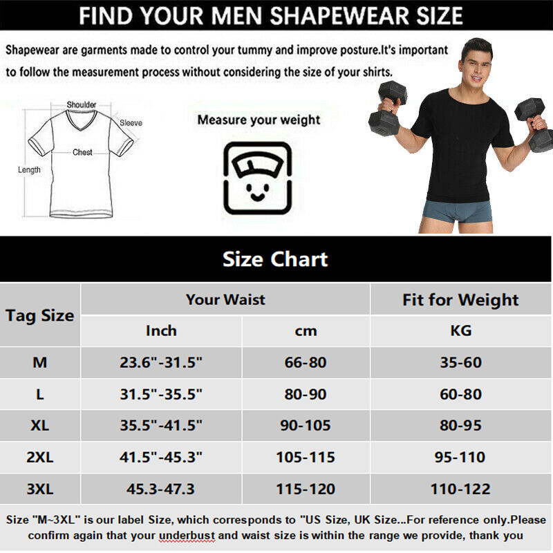 Men’s Slimming Body Shaper Vest Abs Abdomen Compression T Shirt Fitness Tank Top