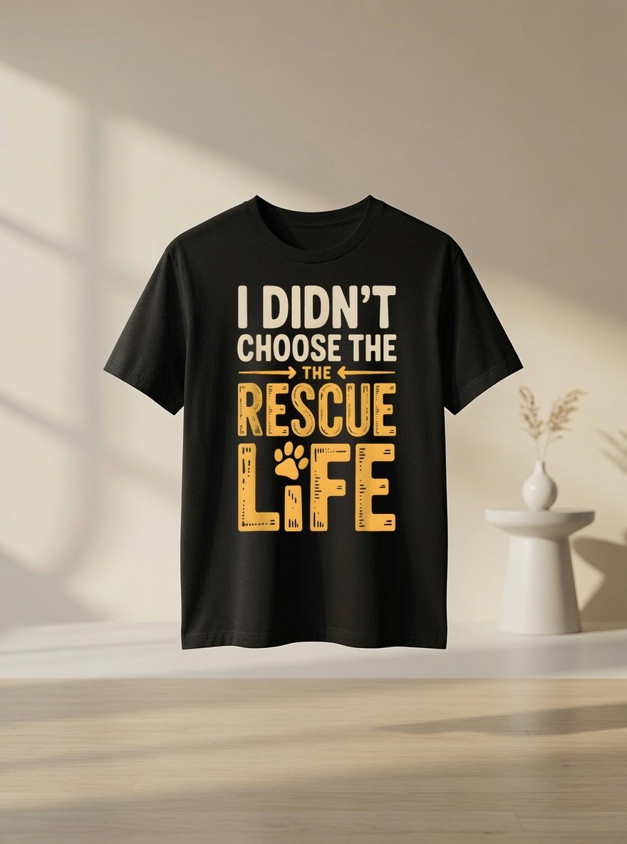 Didn’t Choose Rescue Life Dog Mom Humor Shelter Dog Lover Graphic Tee Gift