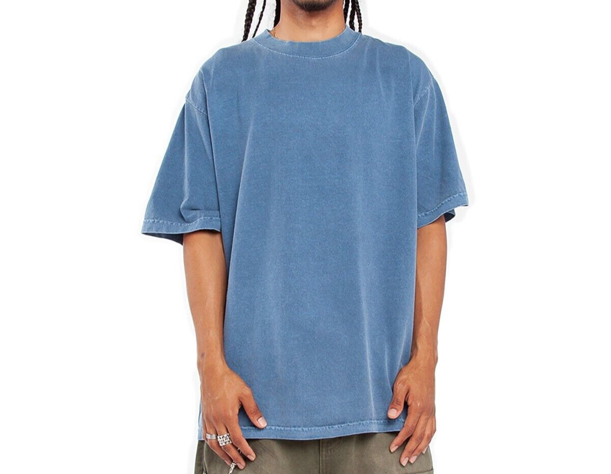 Shaka Wear Garment-Dyed Crewneck Heavy Knit T-Shirt Plain Blank Tee New S-5XL