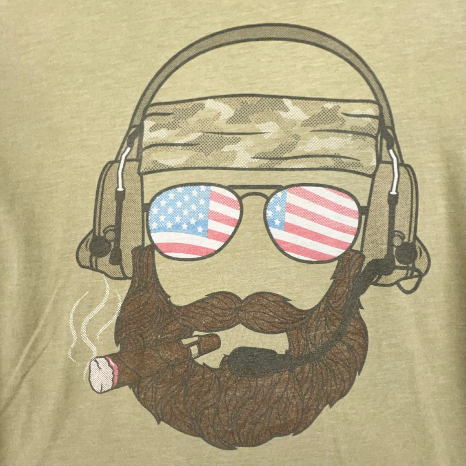 Art 15 Clothing Men’s Large Tan Graphic T‑Shirt Veteran Owned Bearded Operator