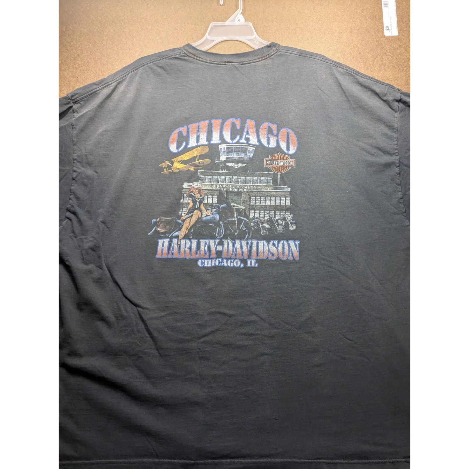 Harley-Davidson Chicago IL Pinup Girl Pocket T-Shirt Mens 4XL Black Distressed