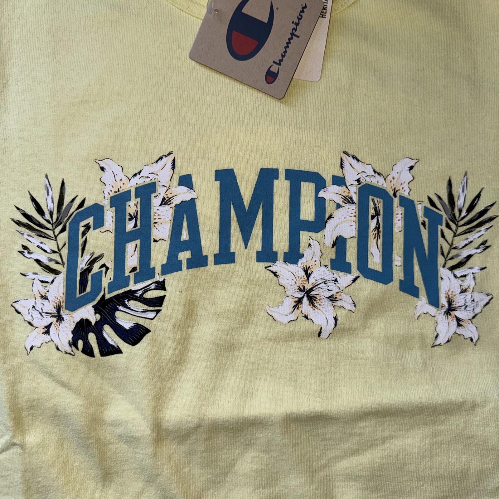 Champion Floral Graphic Heritage T-Shirt Yellow Multicolor C21035-106 Men’s NWT