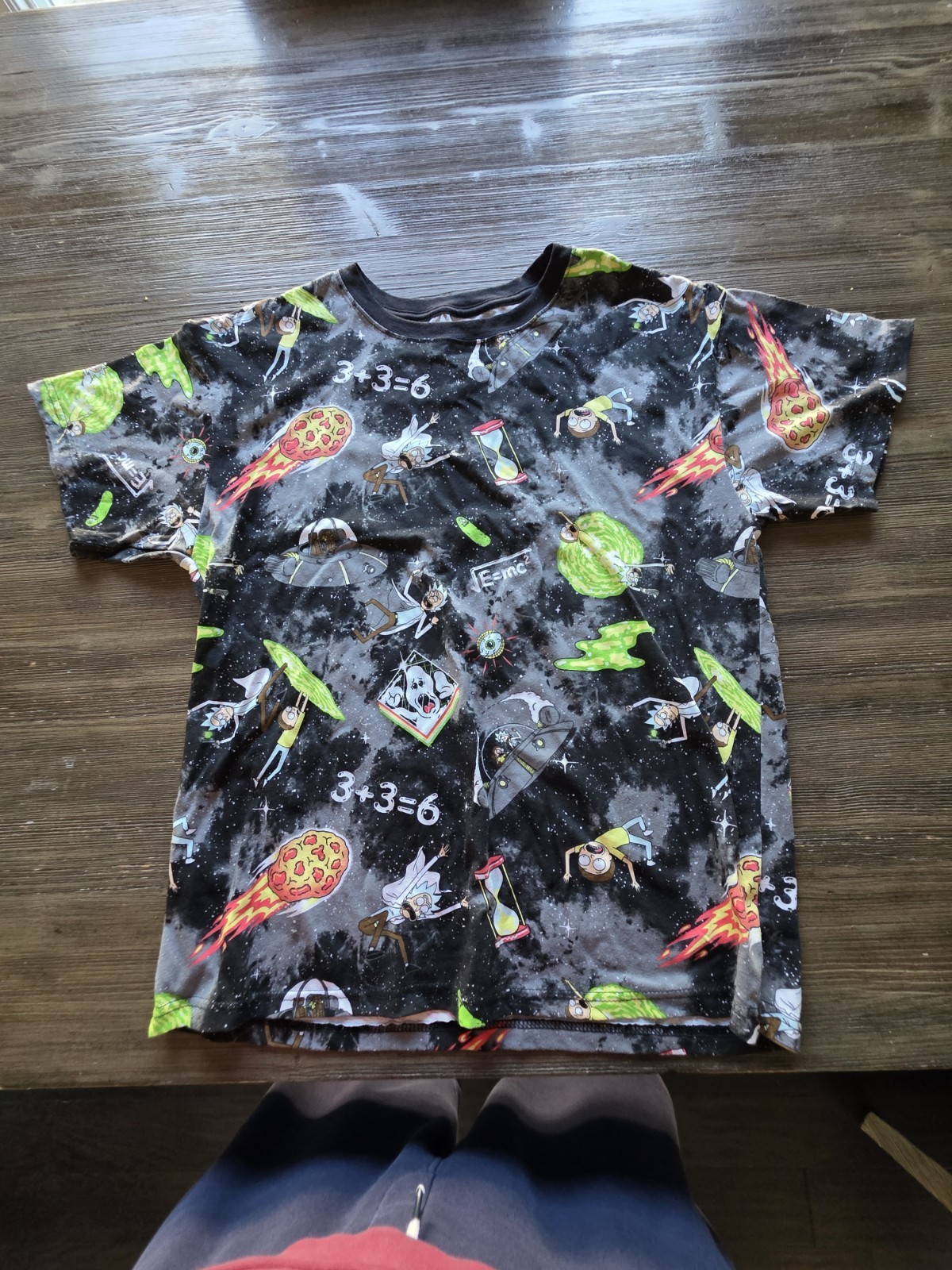 Rick And Morty Cartoon T-shirt Pickle Rick Pizza E=MC Adult Swim Size Medium