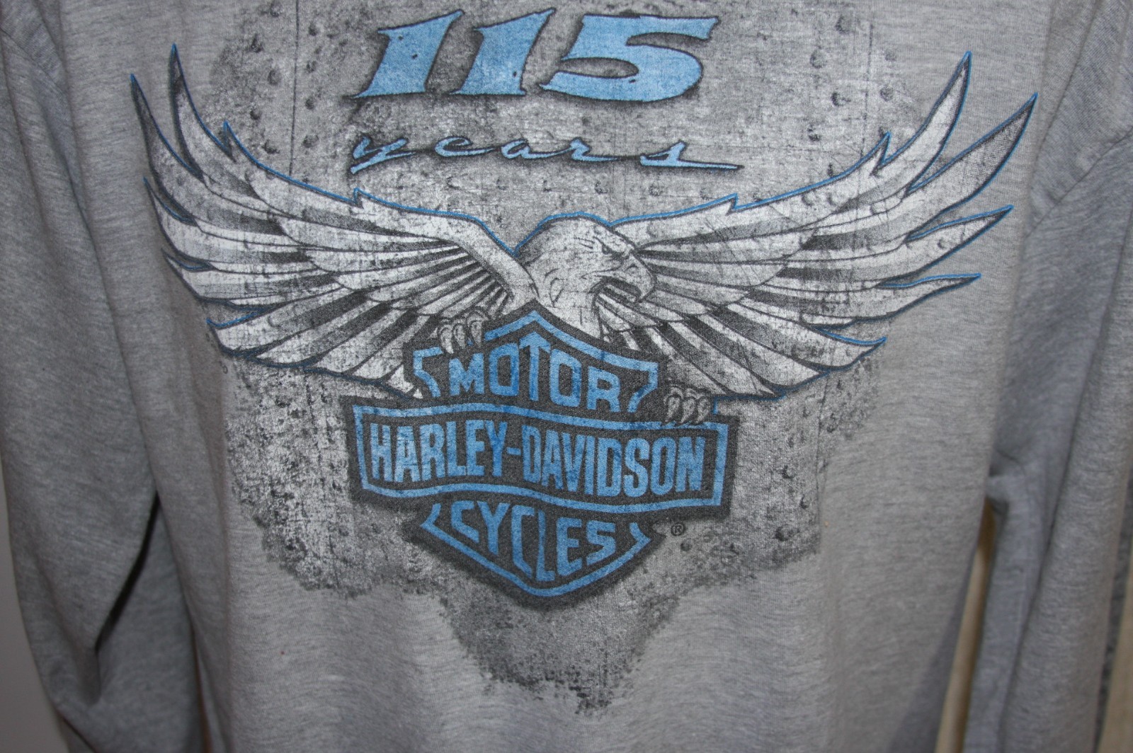 Harley-Davidson 115th Anniversary Long Sleeve T-Shirt Large Gray Rock Hill SC