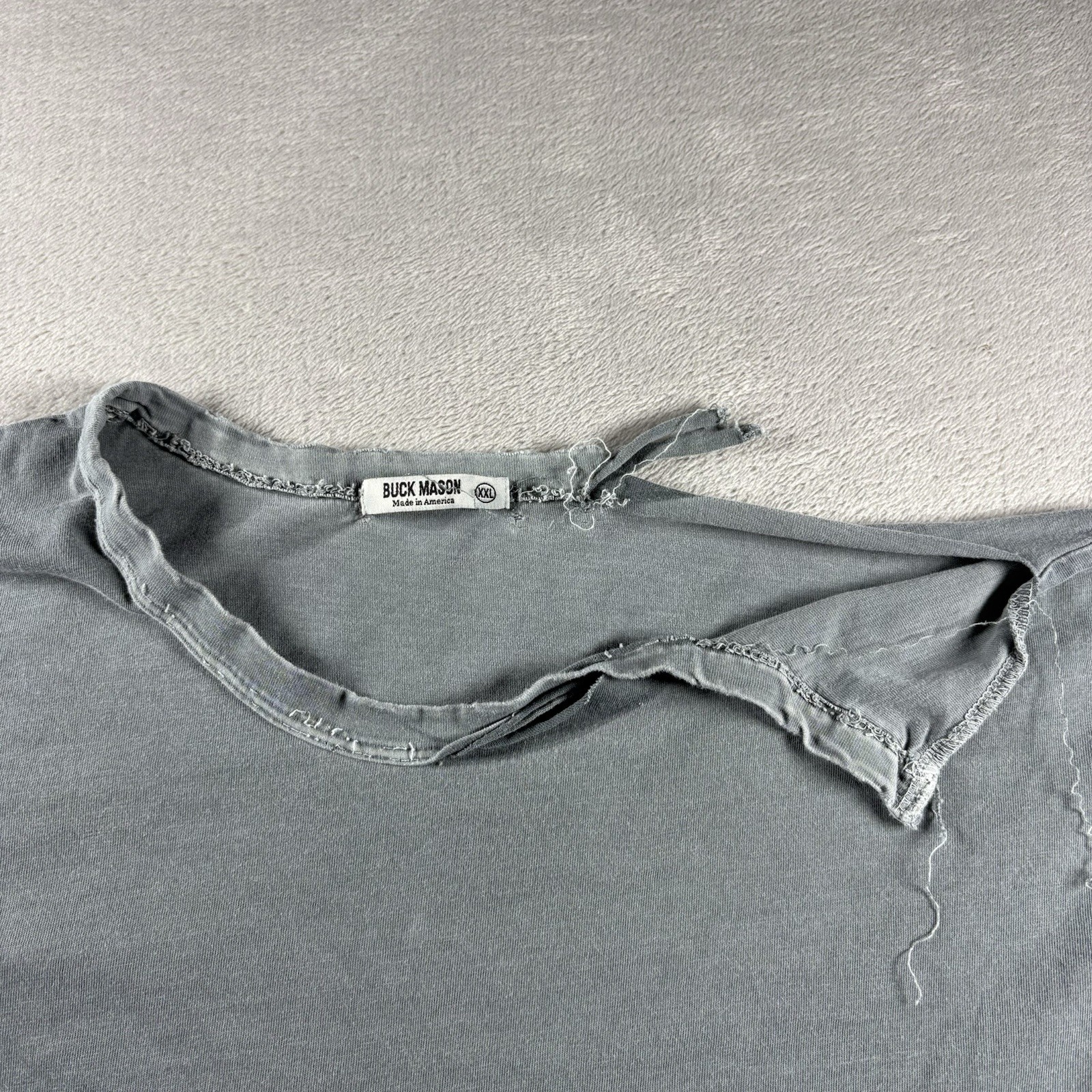 Buck Mason Men’s 2XL Blue T shirt Made in USA Distressed Vintage Style #7A