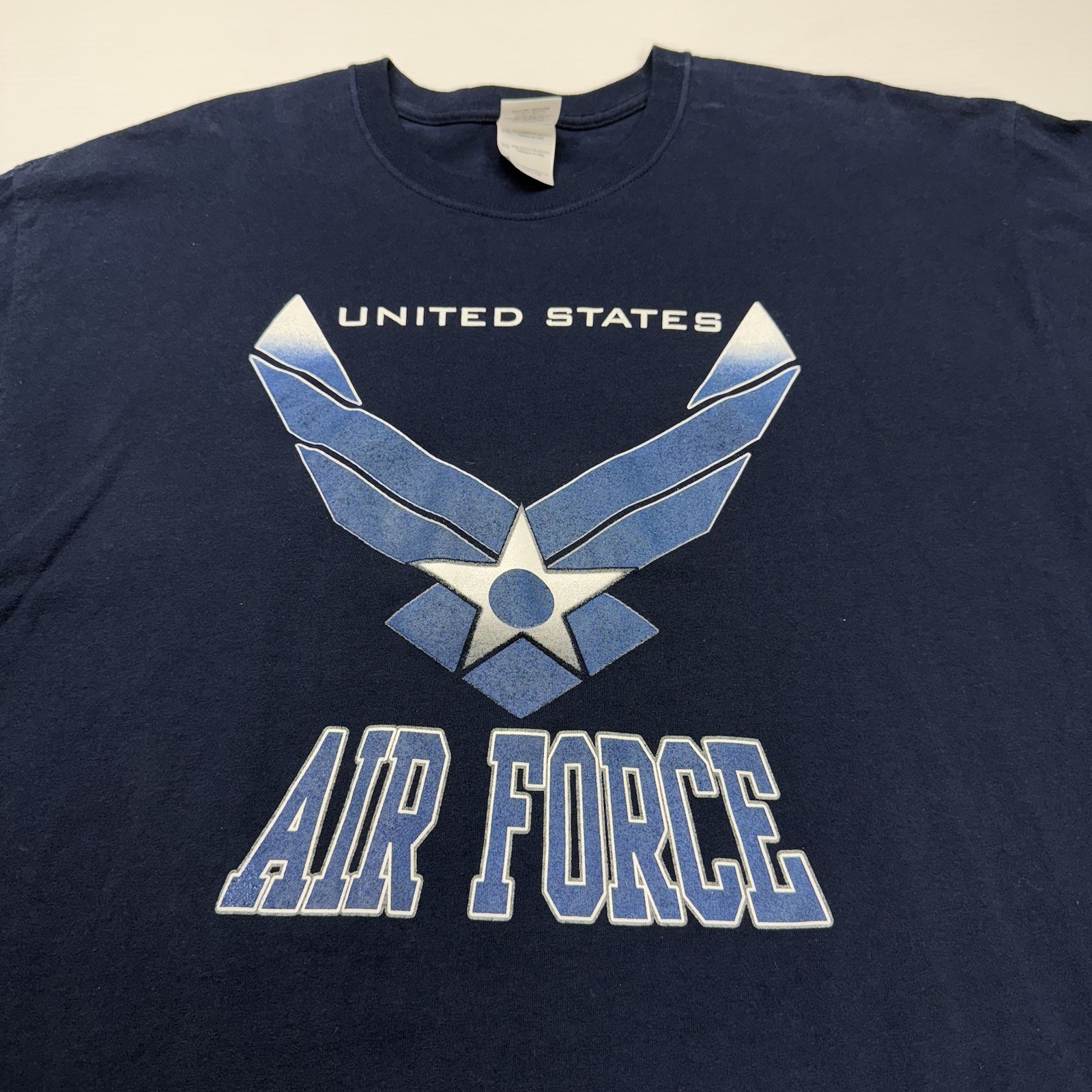 Gildan United States Air Force Mens Shirt XL Navy Big Logo USAF Military Graphic