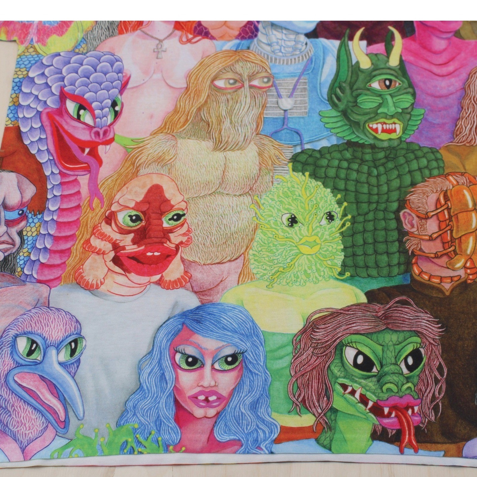 Mens Artistic All Over Print Alien Monster Graphic Tee Multicolor Threadless 2XL