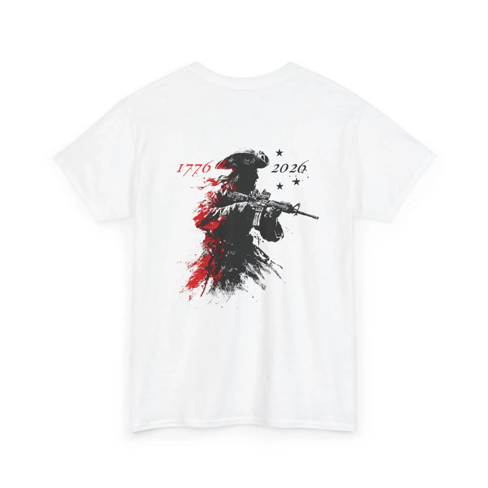 America 250th Distressed Flag Revolutionary Soldier Patriotic Short Graphic Tee