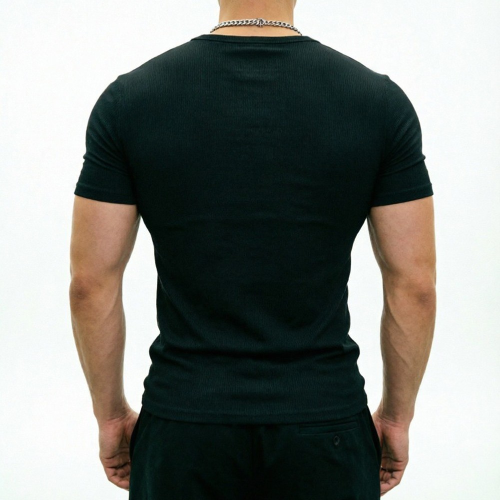 Polyester Spandex Men’s Muscle Fit Short Sleeve Tee for Gym and Training