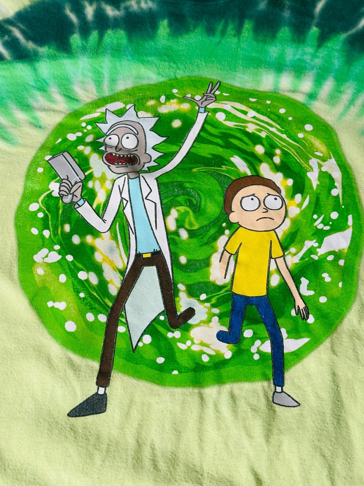 Adult Swim Rick & Morty Green Tie-Dye Men’s T-Shirt Size Large L