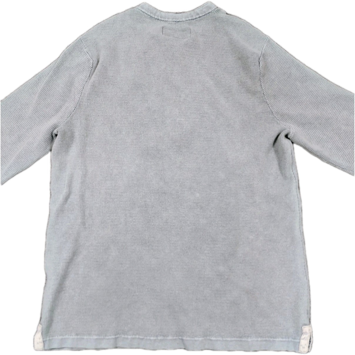 Carbon 2 Cobalt Henley Shirt Men’s MBlue Long Sleeve Raw Edge Contrast Trim