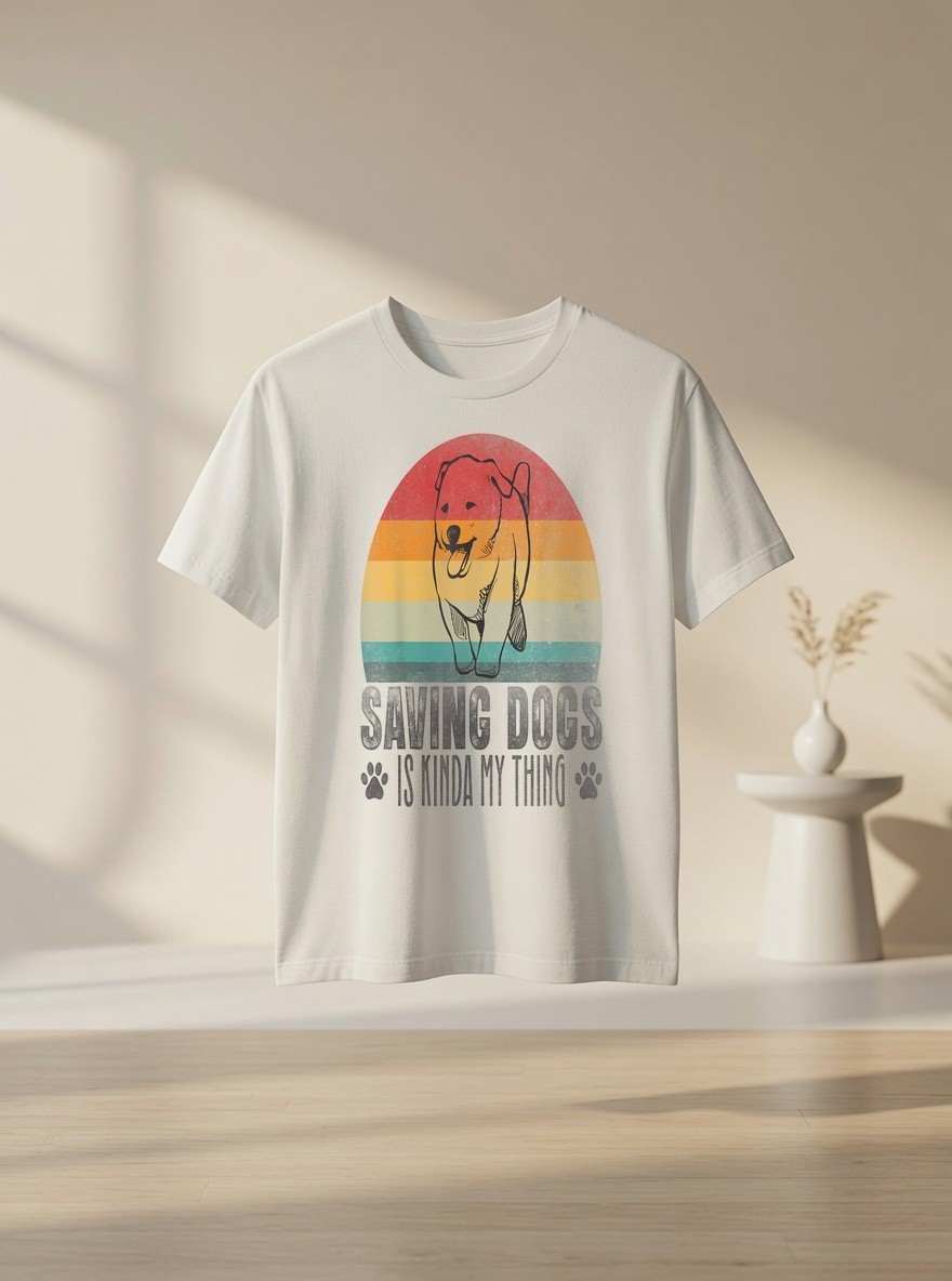 Saving Dogs Is Kinda My Thing Rescue Dog Paw Print Vintage Dog Lover Graphic Tee