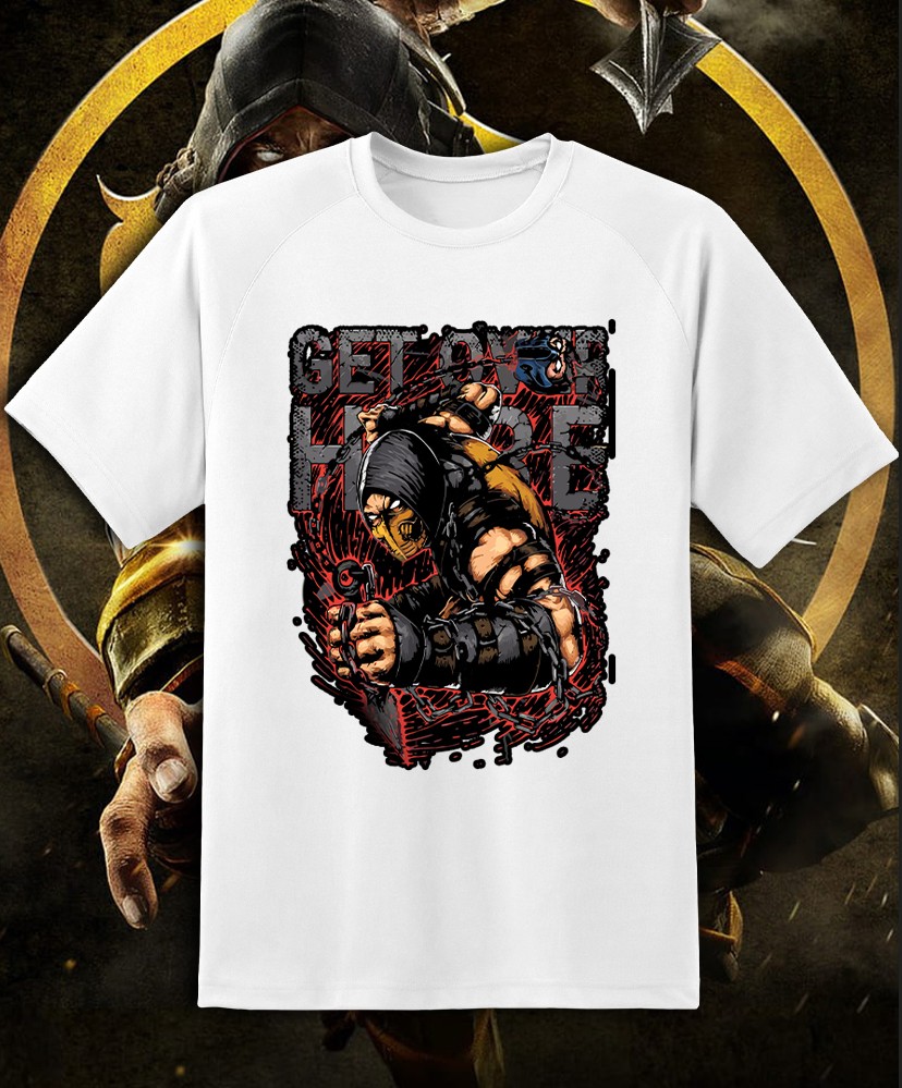 Mortal Kombat Scorpion Get Over Here! 80’s Shirt Adult & Youth sizes! Fast Ship!