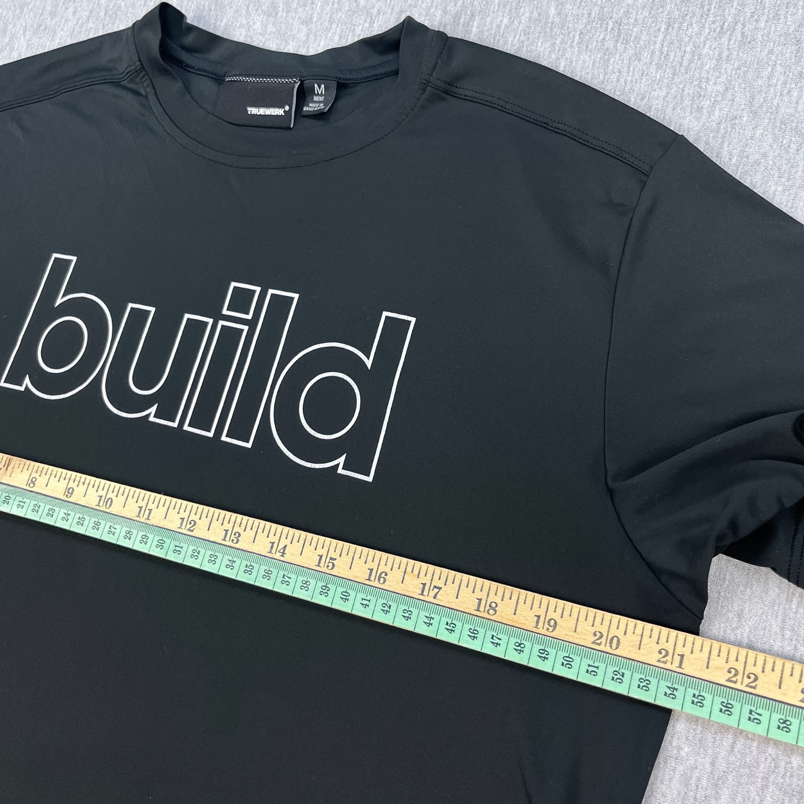 Truewerk B1 Sun Tee T-Shirt Mens M Black “build” Branded Stretch Short Sleeve