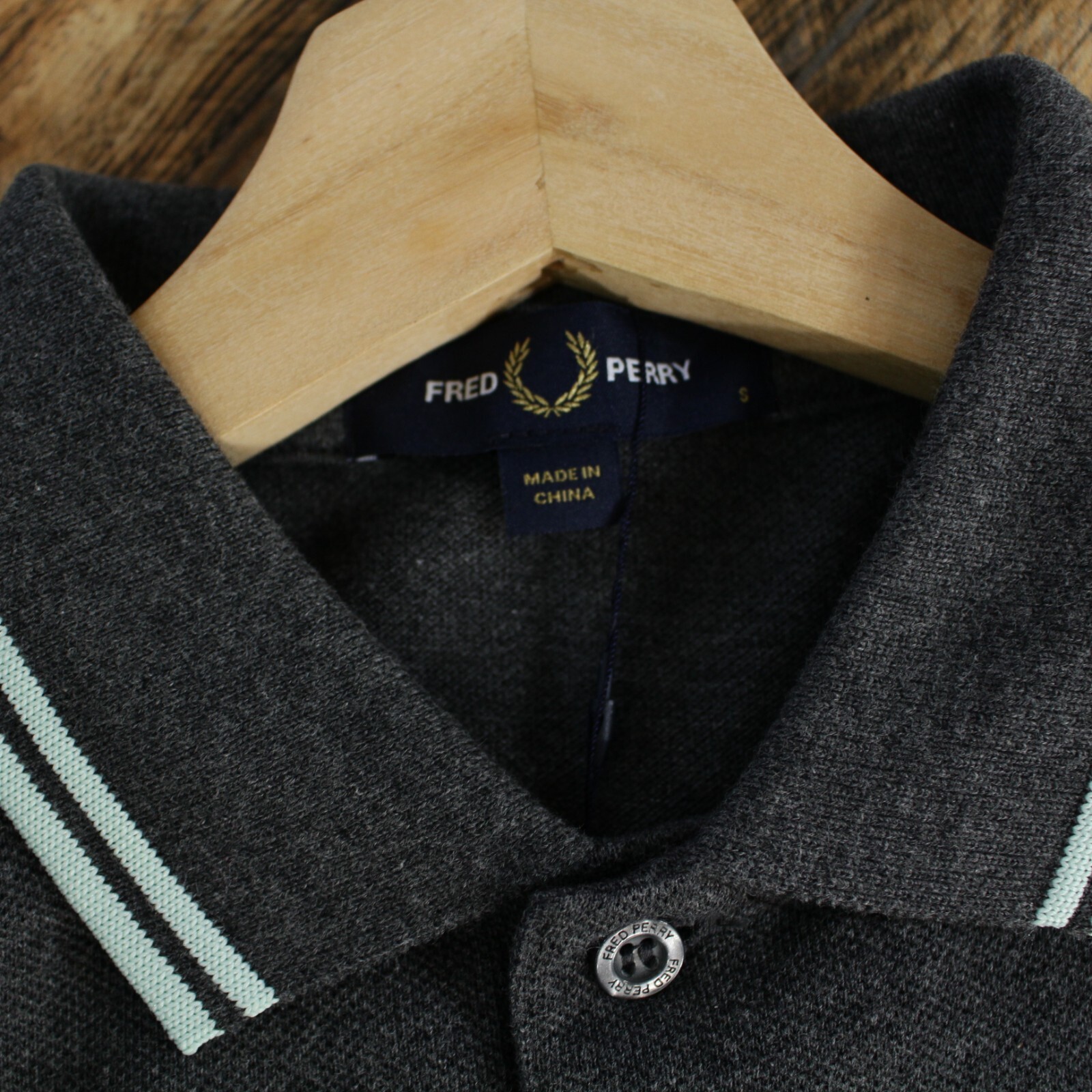 New Fred Perry Polo Shirt Mens Size S Gray Twin Tipped Cotton Short Sleeves