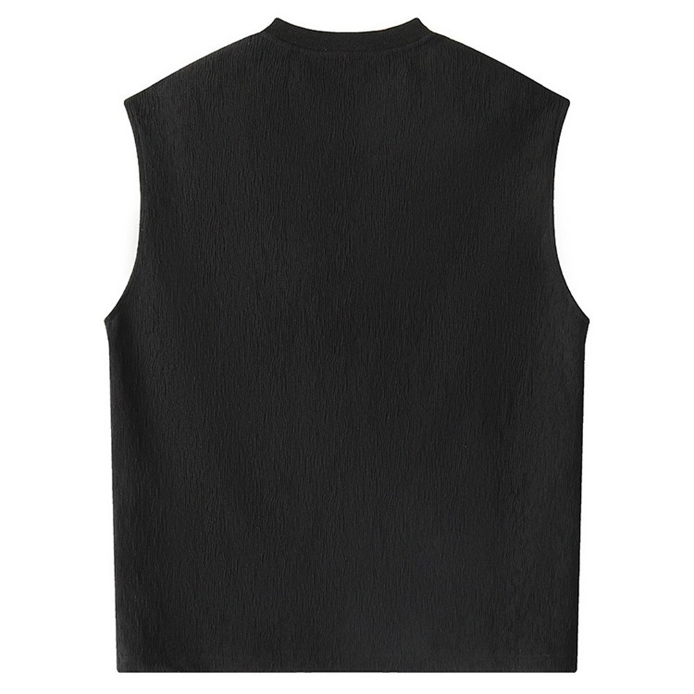 Men V Neck Sleeveless Tank Top Textured Casual Vest Loose Fit for Daily Wear