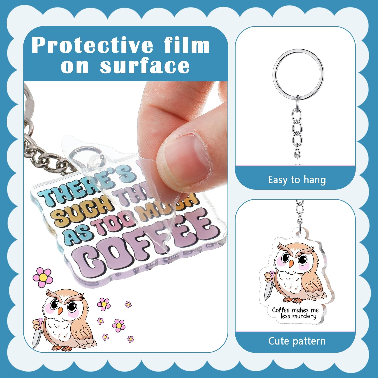 100 Pcs Coffee Lovers Gifts Keychain Bulk, 20 Style Cute Novelty Acrylic Key …