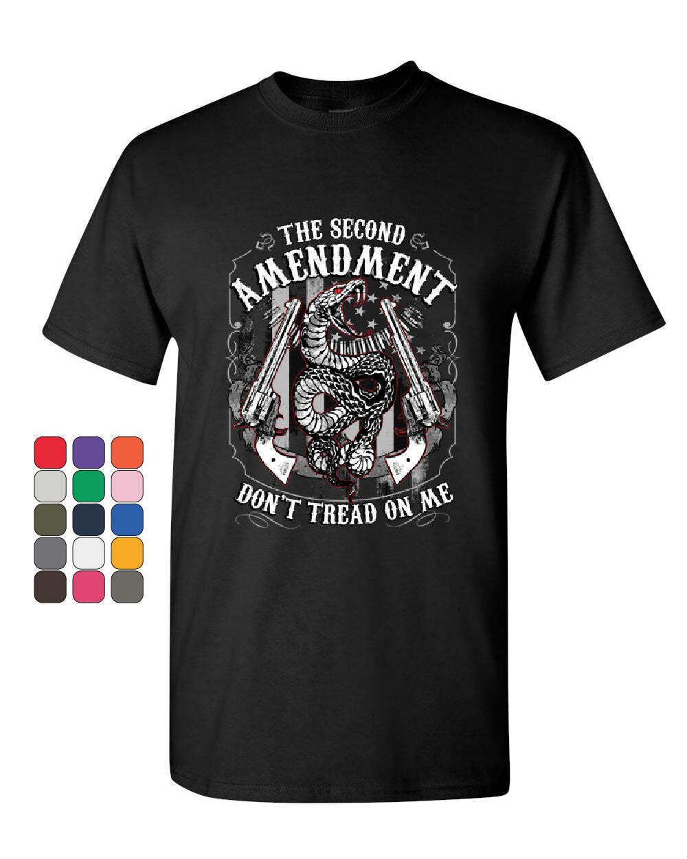 The Second Amendment T-Shirt Don’t Tread on Me Gadsden Snake 2A Mens Tee Shirt