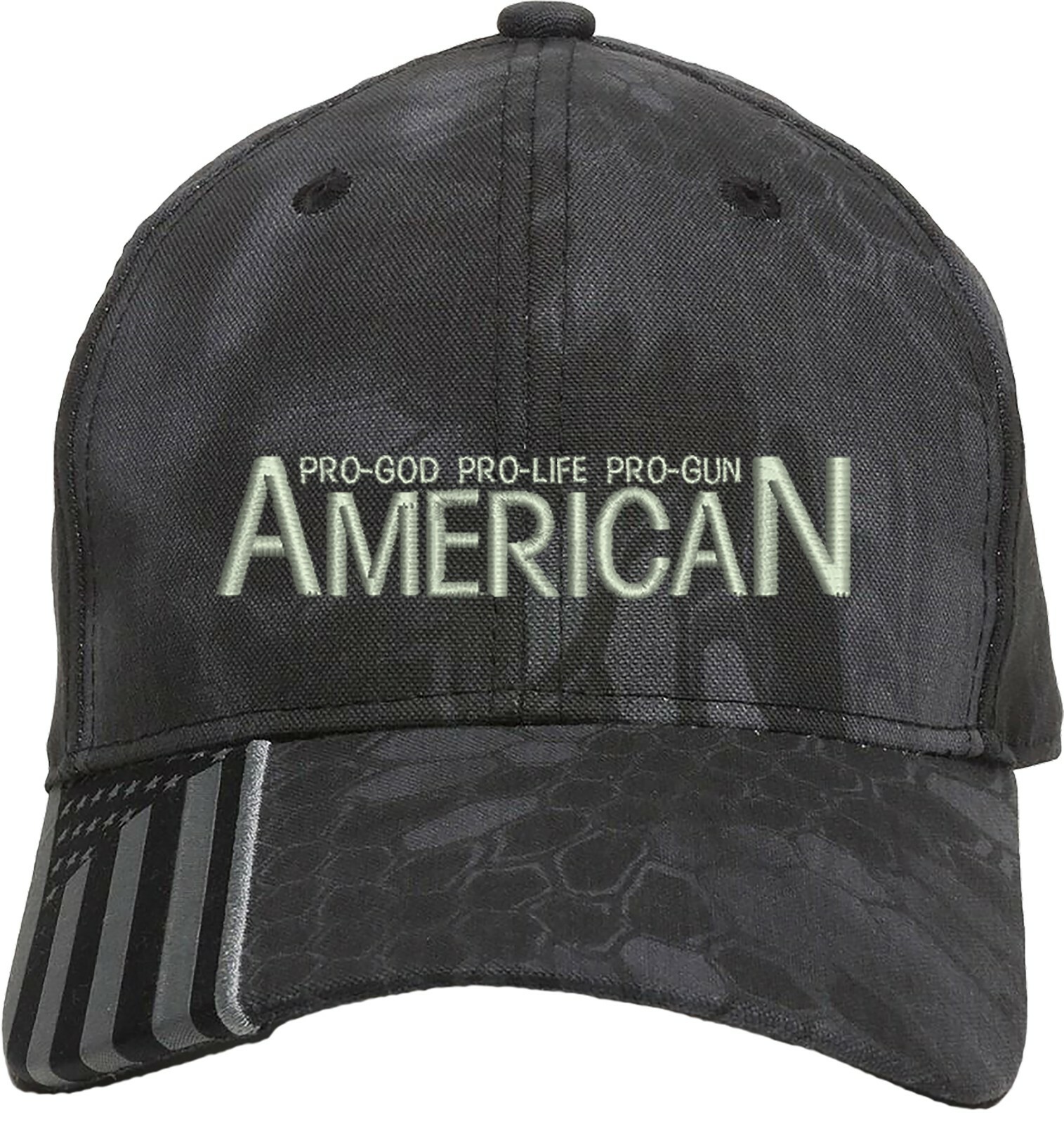 ProGod ProLife ProGun 1Col Embroidered Structured Adjustable US Flag on bill Hat