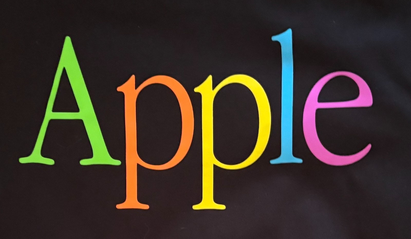 Apple Employee Store T-Shirt Black Multicolor Wordmark Logo Size Large NWT