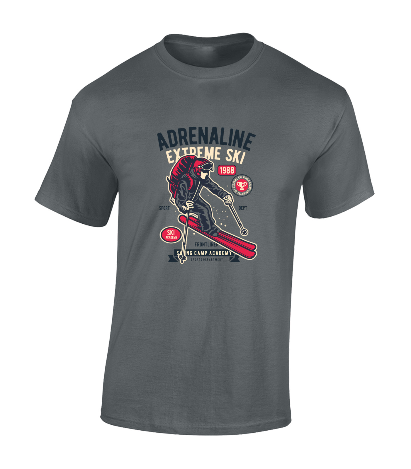 ADRENALINE EXTREME SKI MENS T SHIRT SKIING DESIGN COOL HOLIDAY CLOTHING GIFT TOP